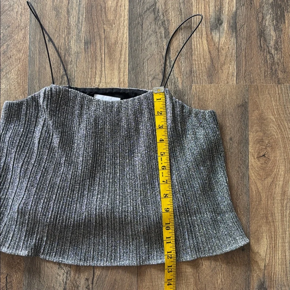 JOA Just One Answer metallic pleated shimmery crop top size small New With Tags